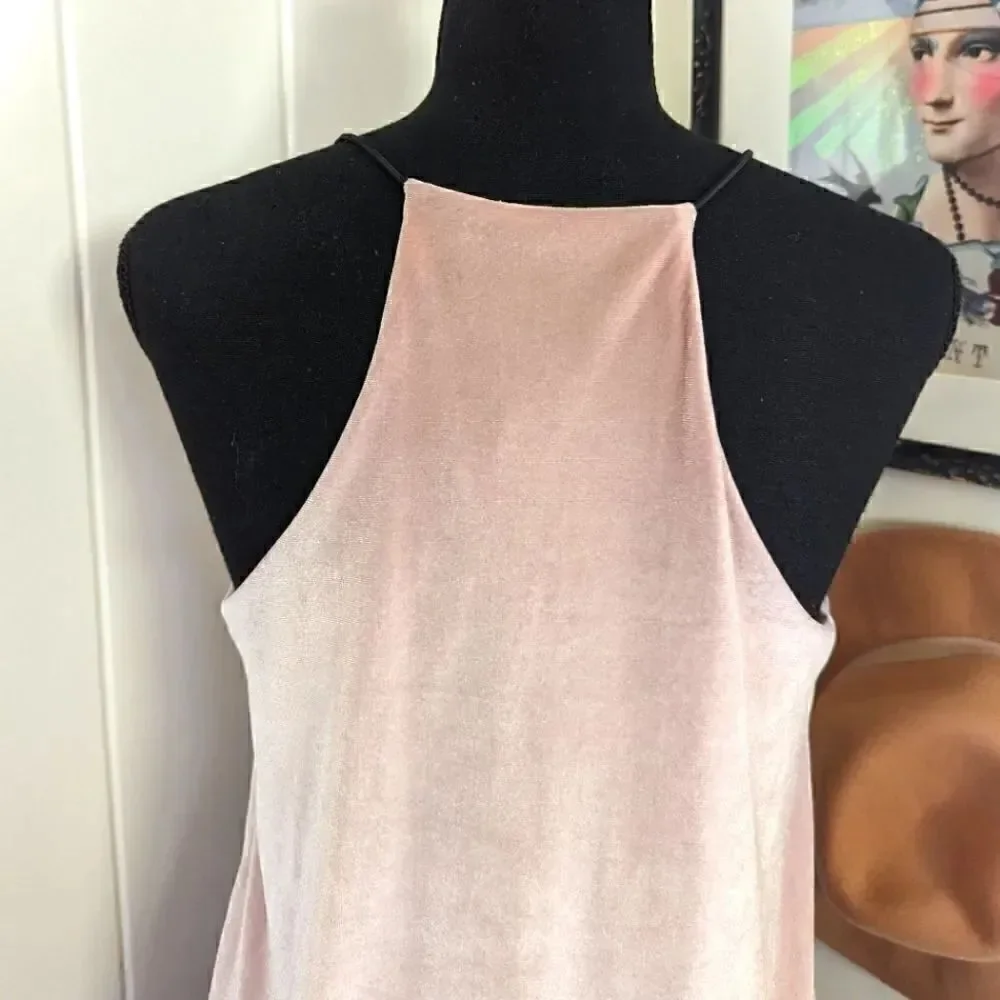Aqua Sleeveless Rose Quartz Pink Velvet Top M Fairy Coquette Girl Whimsigoth